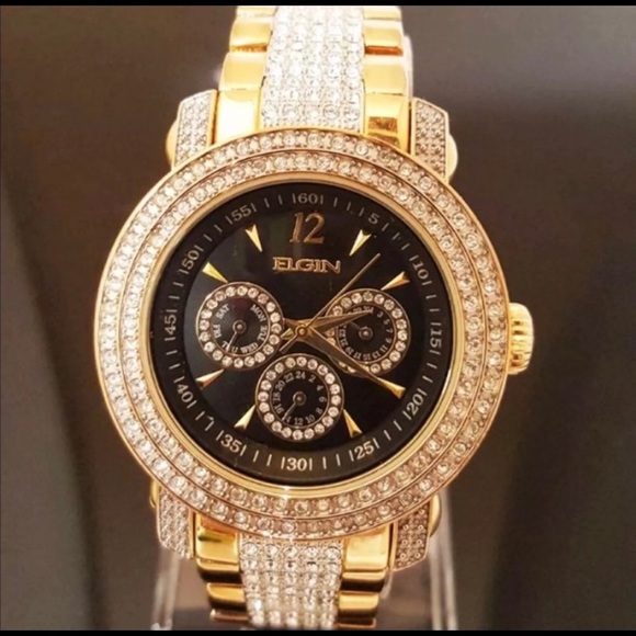 New With Box Men’s Elgin FG507S Gold Tone Watch with Date-Day-24 hours Subdial - Picture 4 of 7